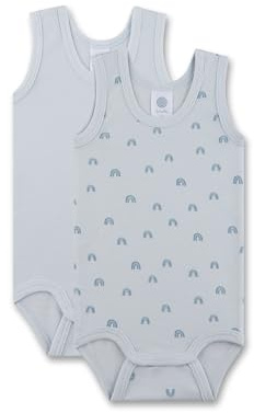 Sanetta babybody ärmlös (dubbelpack) beige | högkvalitativ och hållbar unisexbody av ekologisk bomull. Innehåll: Uppsättning av 2 babybody, blå, 92