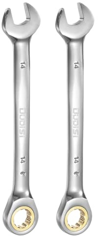 sourcing map 2 llaves combinadas de trinquete métricas, 14 mm, 12 puntos y 72 dientes CR-V, herramienta para reparación mecánica