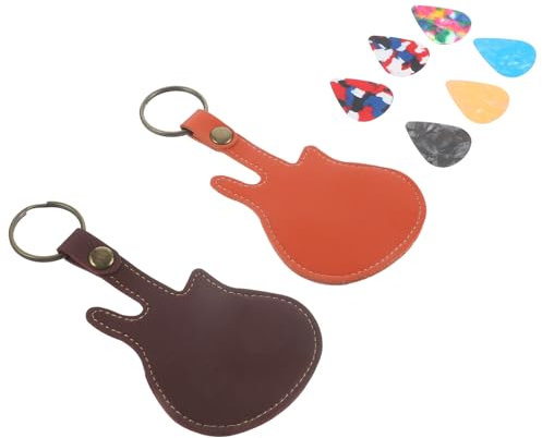 OFFSCH Gitarrenplektrenhalter Aus Und Pu Plektren-Tragetasche Für Gitarre Leichter Plektren-Transport Mit Schlüsselanhänger