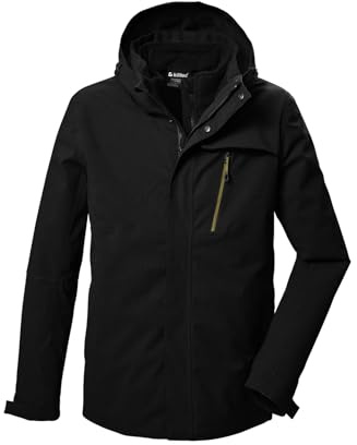 killtec Herren 3 in 1 Funktionsjacke wasserdicht mit abzippbarer Kapuze und einzippbarer Fleecejacke KOW 6 MN JCKT, schwarz, XL, 41849-000