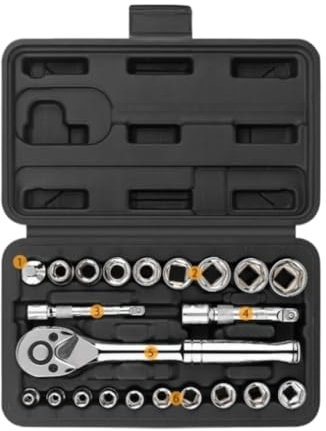 REIFOR Caja Herramientas Juego De Herramientas De Mano para El Hogar, Juego De Llaves De Trinquete De 22 Piezas para Reparación De Automóviles Caja De Herramientas Completa