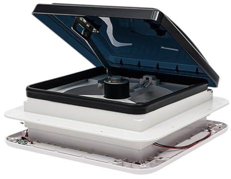 Salmeee RV Dachventilator, 28 x 28 CM Lüfter Dachhaube Wohnmobil Caravan Entlüftung Dachlüftung Lüfter Dachlüftung Lüfter Mit LED Licht