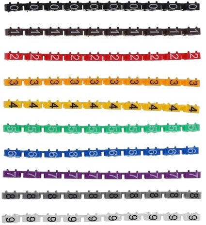 Marquage De CâBles Étiquette autocollante électrique for numéro de fil, 150 pièces, marqueurs de câbles multicolores, étiqueteuse électrique à 0 cravate, auto-adhésive à clipser Etiquette Pour Cable(0