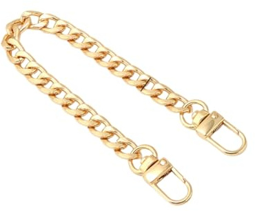 GreatRise Metall Taschenkette, 7.5mm/ 9mm Breit, Trageriemen Kette Handtaschen Kettenriemen Gurt Extender Flachketten Ersatzkette mit D-Ringe für Geldbörse Crossbody Umhängetasche Helles Gold 25cm*9mm