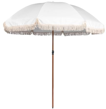 Funsite Parasol de jardin de 2,3 m avec glands, UPF 50+, inclinable, avec manivelle, protection UV, ne se décolore pas, 8 baleines stables, résistant à la rouille, pour jardin, terrasse, arrière-cour,