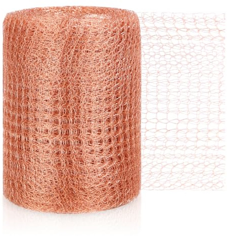Kopparnätsrulle 12m x 127mm, Dubbla Lager Snigelskydd för Trädgård & Hochbeet, Bärkraftig Koppargaller Mot Sniglar, Skadedjur & Gnagare, 100% Kopparband med Fästeverktyg