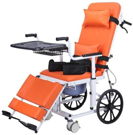 Silla de máquina de desplazamiento Cama de silla de ruedas for enfermería, cama multifuncional for empujar y acostarse en interiores y exteriores, ajustable for levantar Máquina de transferencia(Orang