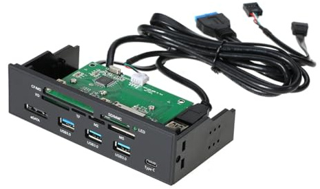 Pqahffowr - Lector de tarjetas de 5,25 pulgadas, lector de tarjetas interno de medios, tablero de instrumentos multifunción para PC, tipo C, USB 3.1, USB 3.0