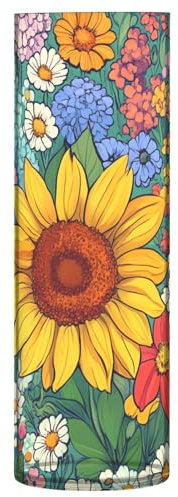 Jarrón cilíndrico floral de girasol, jacintos de plástico verde menta, 11.8 pulgadas, estético, decorativo, para decoración del hogar, cocina, centros de mesa