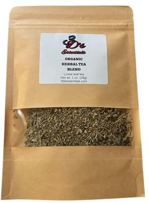 3D's Essentials Organic Herbal Tea Blend, Loose Leaf with Oregano, Basil, Thyme, Rosemary, and Mullein, 1 oz