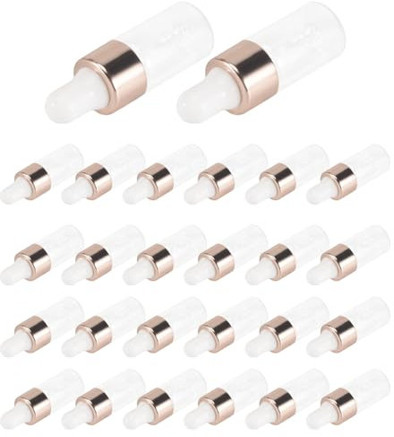 Wrtysully 100Pcs Mini Glass Dropper Bottle Clear Essential Oil Dropper Bottles Glass Dropping Sample Containers for Traveling 3Ml
