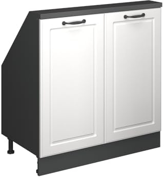 Vicco Meuble de Rangement sous Pente Rion, Blanc Cottage/Anthracite, avec 2 Portes