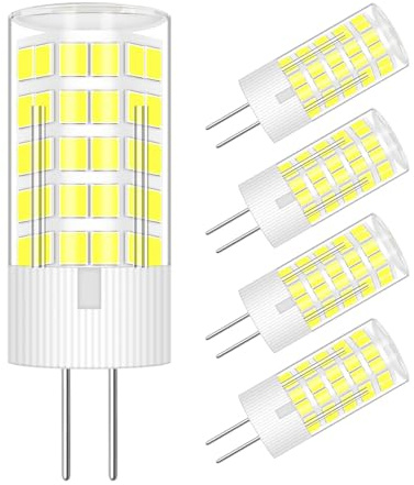 TRIJZHOU G4 LED Light Bulbs AC DC12V, 4W (40w 30w Halogen Equivalent) Daylight White 6000k No Dimmable 400 LM, G4 JC T3 Bi-Pin Base Bulb for Home and Landscape Lighting 5 Pack