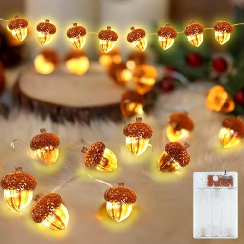 EKKONG Lucine a Ghirlanda D'Autunno,Foglie di Acero Luci,Luci Della Stringa a Batteria,Luci Fata Interno Esterno per Autunno, Halloween, Natale (Arancione A)