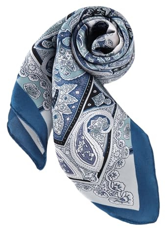 DAMILY Bandana Herren Großes Western Halstuch Cowboy Tuch, Kopftuch 90x90 | Vintage Satin Bandana quadratisch, für Herren & Damen, Motorrad Piratentuch, Festival Haarband