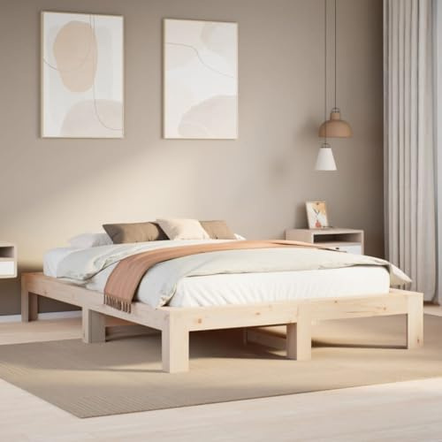 Qnhdfrt Massivholzbett Kiefer 140x190 cm mit Lattenrost Stabiles Bettgestell aus Kiefernholz für erholsamen Schlaf Rustikales Design & Langlebig für Schlafzimmer Gästebett