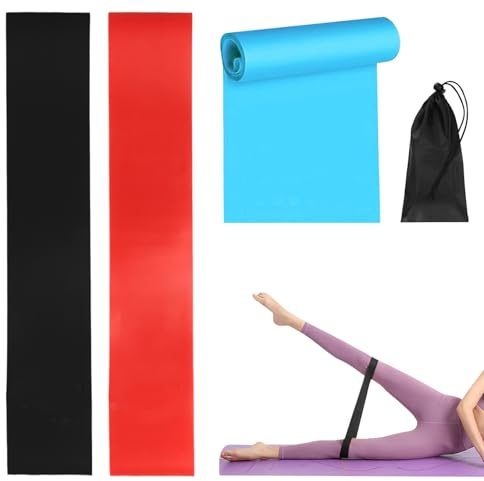 3-delat fitnessband-set, 3 kg (15 pund) träningsmotståndsband, styrketräningsgummiband, gymnastikband med 1 stretchband, 2 stretchringar