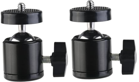 Alipis Soporte para Zapata de Flash Metálico Negro 1/4 Rótula Giratoria 360° para Trípode Compatible Anillo de Luz y Cámara Paquete de 2 Unidades para Fotografía y Vídeo