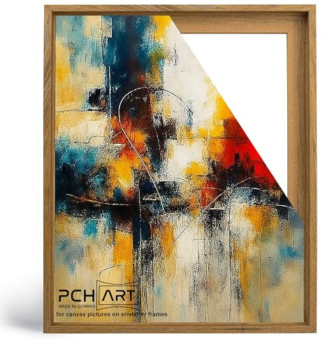 PCH[art] Schattenfugenrahmen in Eiche mit Zinn Optik | für Leinwandbilder auf Keilrahmen|Größe: 100x140 cm| Rahmen ohne Glas und Rückwand