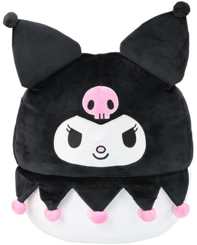 CARTOON Cuscino squishy 3D morbido cuscino decorativo in poliestere con dettagli tridimensionali e ricami effetto antistress 25×20×10 cm (Kuromi)
