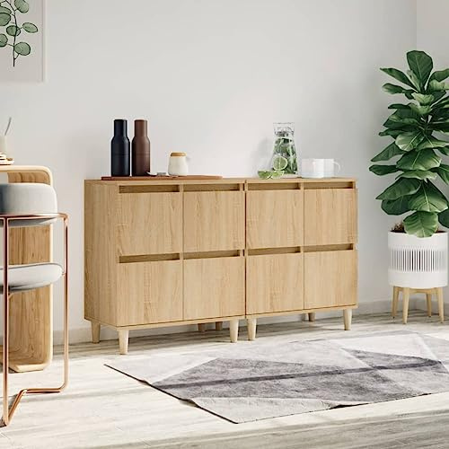 Qnhdfrt Sideboard Storage Cabinet Set of 2 Sonoma Oak Engineered Wood 60x35x70 cm Compact Kitchen Cupboard with 4 Compartments for Living Room Hallway Bedroom