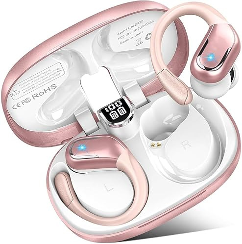 Ordtop Wireless Earbuds,Wireless Headphones Running 75H Headphone for Sport | Bluetooth 5.3, IP7 Wireless Earphones Ear Hooks, Noise Cancelling Earbuds Stereo Sound, USB-C Headsets with Mic