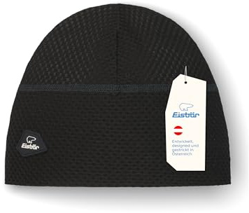 Eisbär Iona Laufmütze Herren Damen Schwarz - Sport Beanie Sommer dünn | Sportmütze dünn & leicht, leitet Schweiß ab, atmungsaktiv, antibaktieriell, zum Laufen Trailrunning Radfahren, unter Helm