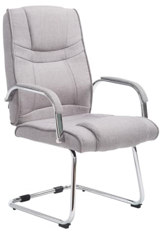 CLP XXL-Freischwinger Attila Mit Metallgestell Und Armlehne I Bürostuhl Mit Stoffbezug Und Polsterung I Bis 180 KG Belastbar, Farbe:grau