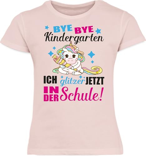 Shirtracer - T-Shirt Mädchen Schulanfang Schulkind - Einschulung - Ich Glitzer jetzt in der Schule Einhorn