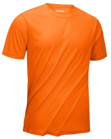 KEFITEVD UV-skydd skjorta män kortärmad snabbtorkande rashguard lätt andas löpartröja utomhus funktionell tröja män sport topp, apelsin, S