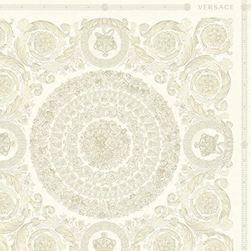 BRICOFLOR Vliestapete | Barock-Tapete Tapete barock - Tapeten für Wohnzimmer - Beige / Crème, Silber | 10,05 x 0,70 m = Rolle 7.04 m²