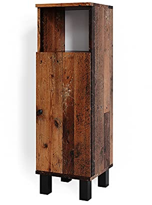 Vicco Midischrank Fynn, Eiche rustikal, 30 x 95 cm | zur Aufbewahrung von Badutensilien und kompatibel mit Fynn