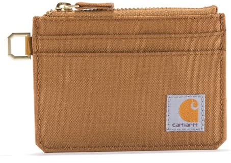 Carhartt Robuste Damen-Geldbörsen, erhältlich in Mehreren Stilen und Farben, Nylon-Ente mit Reißverschluss, Braun, Einheitsgröße