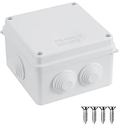 IP65 Waterproof Dustproof Junction Box, ABS Plastic Junction Box DIY Case Enclosure, Universal Electrical Project Box (100x100x70mm) – AVARTEK (White)