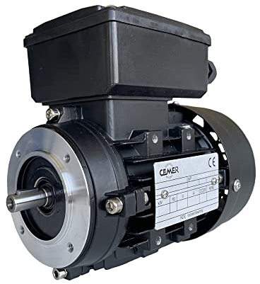CEMER Elektromotor, einphasig, 3000 U/min, 230 V, 1,1 kW, 1,5 PS, Größe 80 Achsendurchmesser, 19 mm, Flansch B14, 120 mm, mittlerer Anlasser