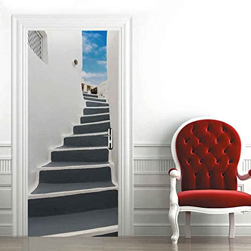 JGCAI Türposter Türfolie 3D Türtapete PVC Türtapeten Türaufkleber Türsticker 77x200cm Kreative Treppenarchitektur Poster Selbstklebend Türaufkleber Wandbild Für Tür Wohnzimmer Schlafzimmer Küche