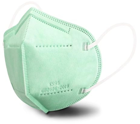 KN95 Face Mask 50 PCS, Individually Wrapped, 5 Ply Green Disposable Face Masks for Adults Filter Efficiency 95%, Protection against PM 2.5 Smoke Particles