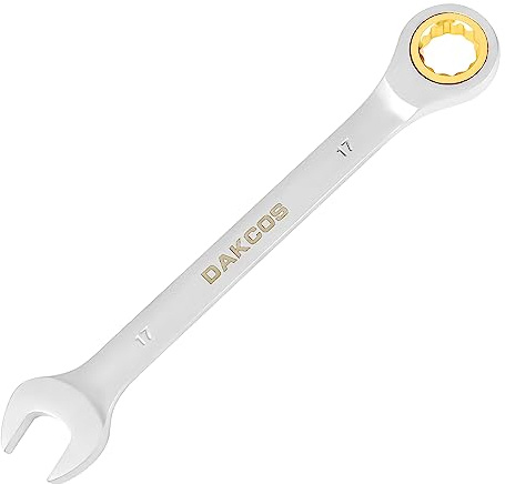 DAKCOS Llave combinada de trinquete Llave fija con carraca de 17mm, Cr-V