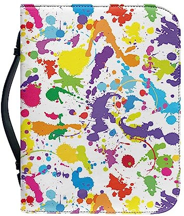 Kuiaobaty Color Splash Buchhülle mit Griff, Spritzkunst, Kunstleder, Buchtragetasche mit Griff, Reisen, Büro, Notizbuchschutz