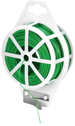 QWORK® Filo per Piante, Filo per Rilegatura Verde con taglierina Integrata 200 m per Piante, Fiori, organizzazione di Linee Dati