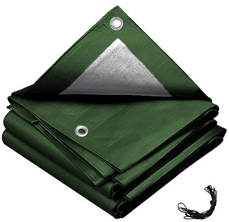 Linxor - Bâche de Protection extérieure Universelle imperméable réversible avec œillets - 150g - Gris et Vert - 3 x 6 m