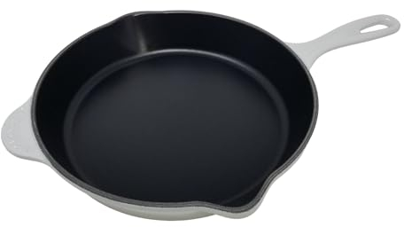 Le Creuset Poêle à frire en fonte émaillée de 26,4 cm avec poignée en fer, vapeur (vapeur)