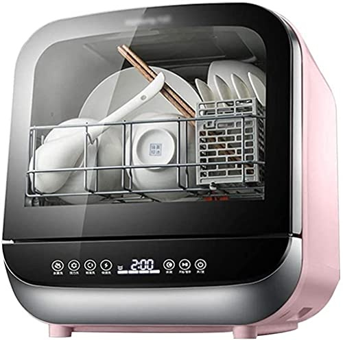 SuMemo Table Top Compact Dishwasher Mini Dishwasher with 4 Programmes Table Top Dishwashers Slimline Dishwashers Water Consumption: 5L/Pink/37.8 * 41.2 * 42.2Cm