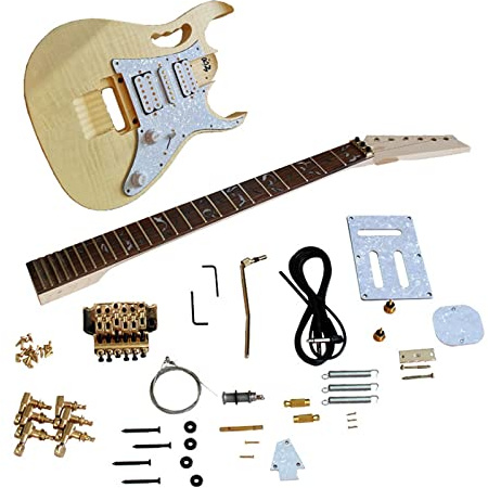Fachmann E-Gitarren-Bausatz Selbstgebaute E-Gitarre Lindenkorpus Palisandergriffbrett Ahornhals Kompletter Halbfertiger Bausatz Selbstbau Gitarrenkit