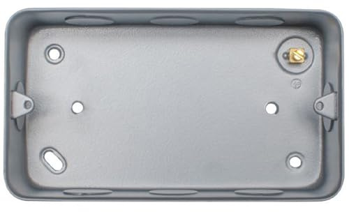 2-Gang, 40 mm, Aufputzdose, Schalter und Steckdosen aus Metall, abgerundete Erde, robuster, starker Wandplattenhalter