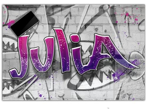 Gaming Schreibtischunterlage personalisiert mit Namen | 60 x 40 cm Graffiti Mädchen | wasserfeste Schreibunterlage, abwischbar, hochwertiges Acrylglas, Gamer Teenager Kunststoff
