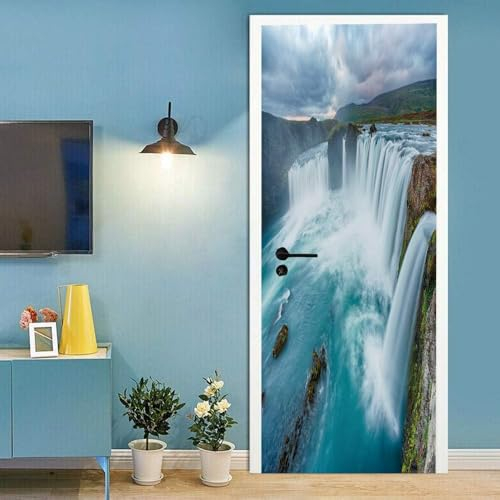 Türaufkleber Selbstklebend 3D Wasserfall Alpine Landschaft 80 X 200 Cm Tapeten Türtapete Türposter Türfolie Klebefolie Von Trendwände Abnehmbar Fototapete Wohnzimmer Schlafzimmer Haus Dekorati 0