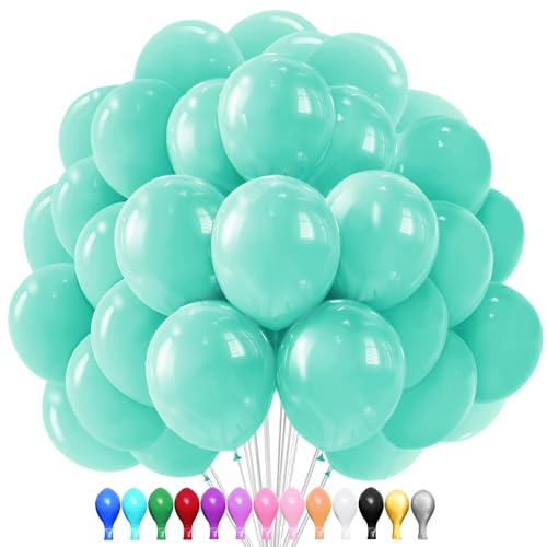 Blaue Tiffany-Luftballons aus Latex, 100 Stück, Dekoration für Tiffany-Party, Blau, für Hochzeit, Geburtstag, Taufe, Abschlussfeier, Weihnachten, Karneval