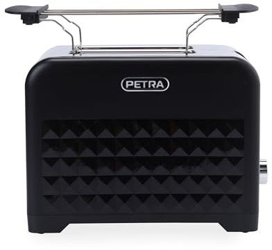 Petra Grille Pain 2 Fentes 930W, Style Premium avec 7 Niveaux de Brunissage, Toaster avec Grille Chauffante & Pince Grille Pain, Fonctions Décongélation/Réchauffage, Bac Ramasse-Miettes
