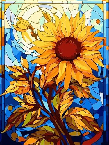 Sonnenblume Malen Nach Zahlen Erwachsene, Blume Malen Nach Zahlen Kinder Klein 20x30cm, DIY Set Erwachsene Handgemalt Leinwand Ölgemälde, Acrylfarben mit 3 Set Pinseln, Zimmer Deko Aesthetic -Y564